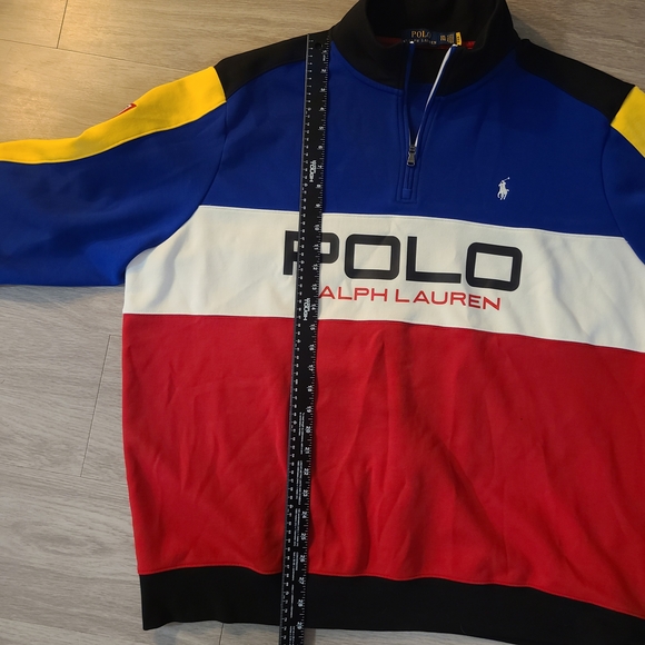Polo Ralph Lauren Mens XXL 1/4 Zip Colorblock Pullover Large Spellout - Picture 11 of 11
